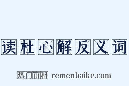 读杜心解反义词是什么意思的图片